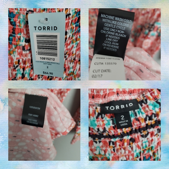 SOLD-Torrid Mosaic Smocked Bell Sleeve Dress - Picture 4 of 8
